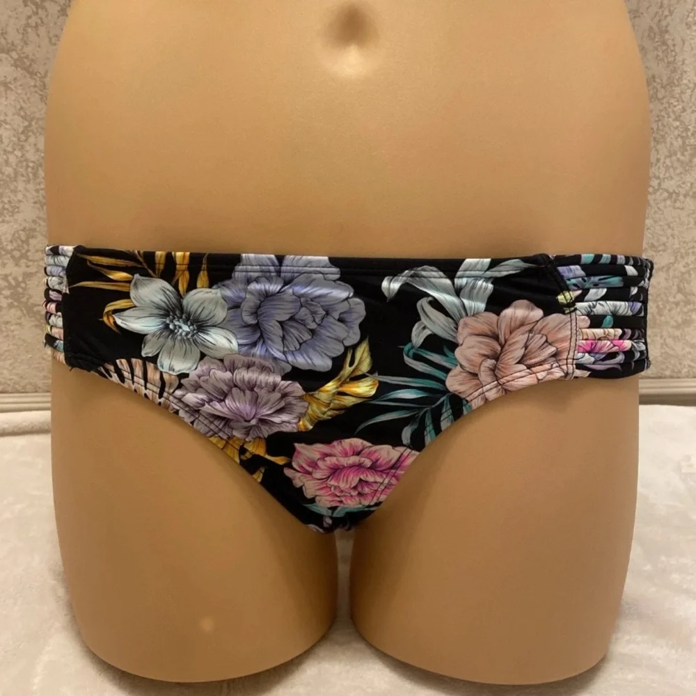 No Boundaries Seafoam Bikini with Floral Black Bottom